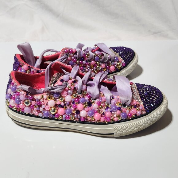 Custom Bling Converse All Star – Girls Size 2 - Picture 4 of 7